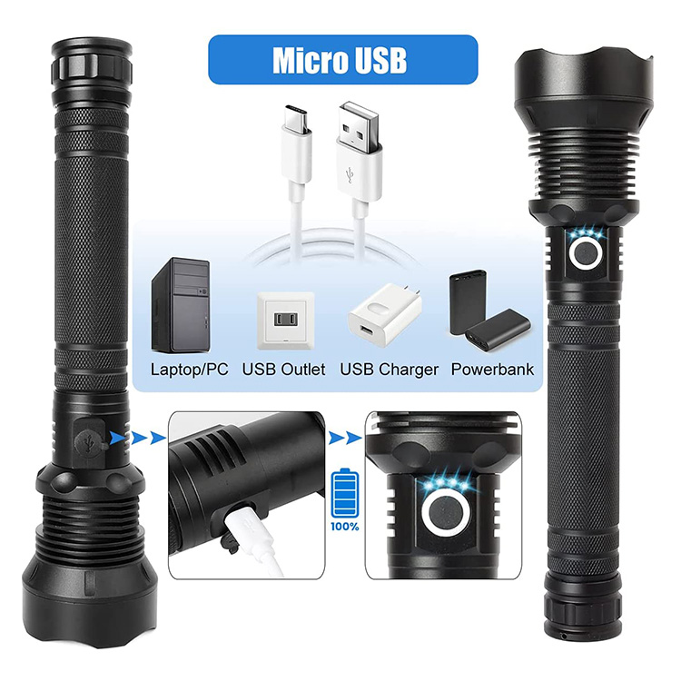 Custom High Lumen Rechargeable Aluminum Flashlight Manufacturers