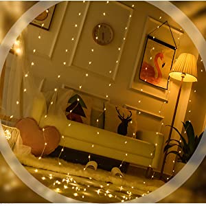 twinkle star window curtain string light
