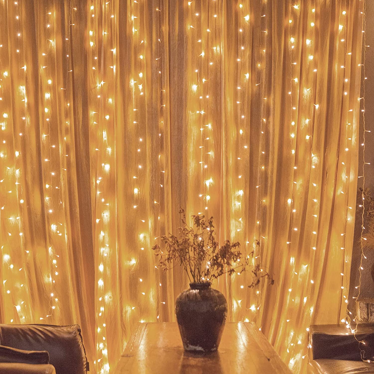 twinkle star window curtain string light