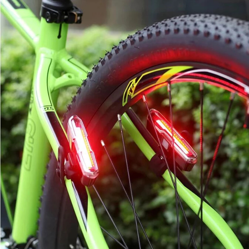 red and blue bicycle lights with 500mAh Li-battery