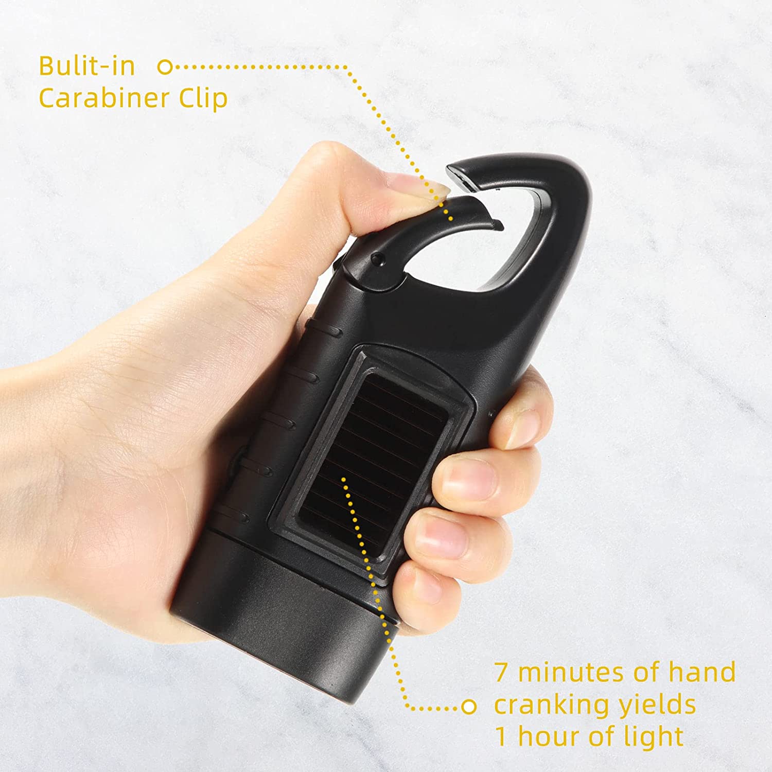 40mAh Li-battery Hand Crank Solar Powered Flashlight Supplier